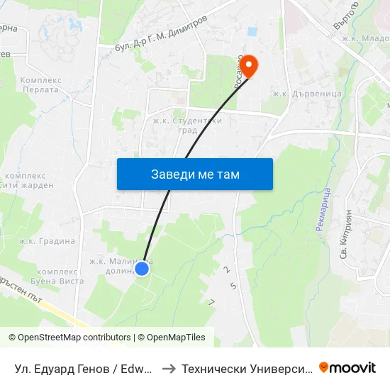 Ул. Едуард Генов / Edward Genov St. to Технически Университет - София map