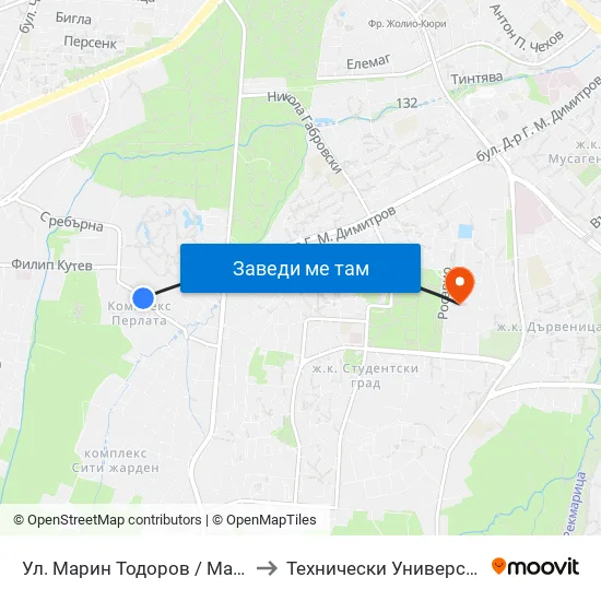 Ул. Марин Тодоров / Marin Todorov St. to Технически Университет - София map