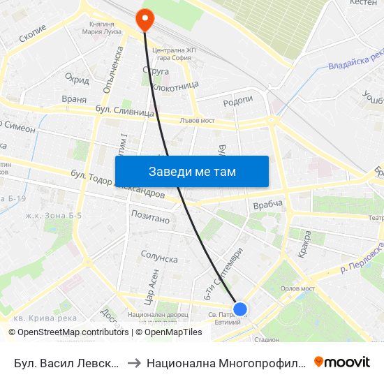 Бул. Васил Левски / Vasil Levski Blvd. (0300) to Национална Многопрофилна Транспортна Болница Цар Борис III map