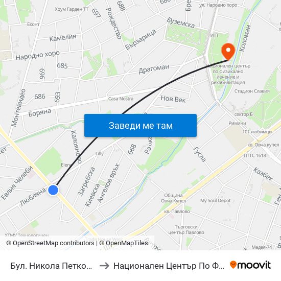 Бул. Никола Петков / Nikola Petkov Blvd. (0350) to Национален Център По Физикално Лечение И Рехабилитация map