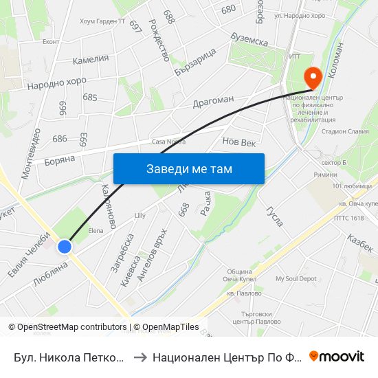 Бул. Никола Петков / Nikola Petkov Blvd. (0347) to Национален Център По Физикално Лечение И Рехабилитация map