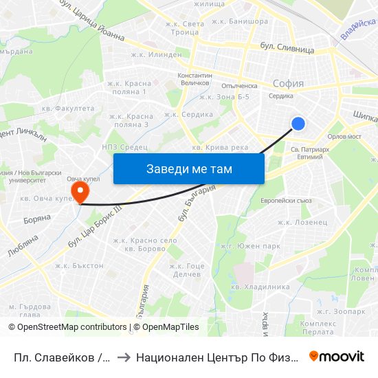 Пл. Славейков / Slaveykov Sq. (1908) to Национален Център По Физикално Лечение И Рехабилитация map