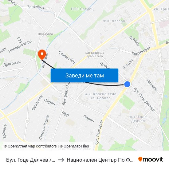 Бул. Гоце Делчев / Gotse Delchev Blvd. (0308) to Национален Център По Физикално Лечение И Рехабилитация map