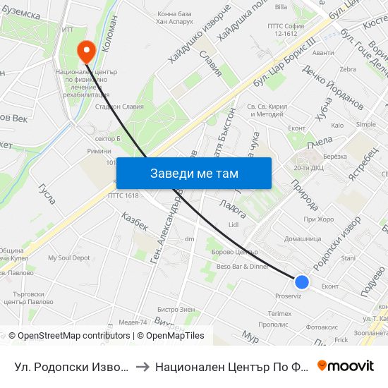 Ул. Родопски Извор / Rodopski Izvor St. (2730) to Национален Център По Физикално Лечение И Рехабилитация map
