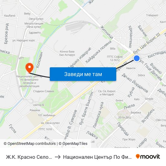 Ж.К. Красно Село / Krasno Selo Qr. (0637) to Национален Център По Физикално Лечение И Рехабилитация map
