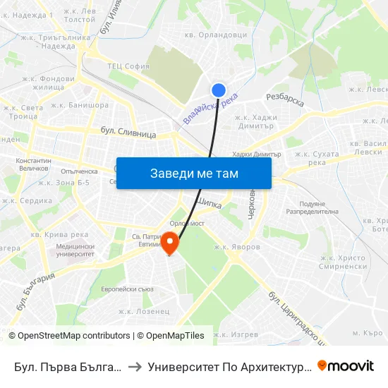 Бул. Първа Българска Армия (6382) to Университет По Архитектура, Строителство И Геодезия map