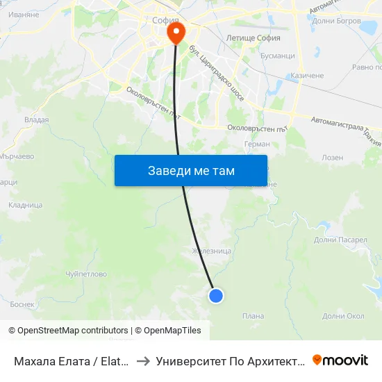 Махала Елата / Elata Neighbourhood (0563) to Университет По Архитектура, Строителство И Геодезия map
