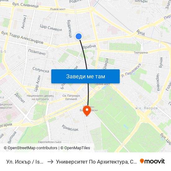 Ул. Искър / Iskar St. (1962) to Университет По Архитектура, Строителство И Геодезия map