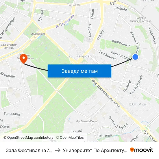Зала Фестивална / Festivalna Hall (0729) to Университет По Архитектура, Строителство И Геодезия map