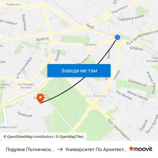 Подуяне Пътническа / Poduyane Patnicheska to Университет По Архитектура, Строителство И Геодезия map