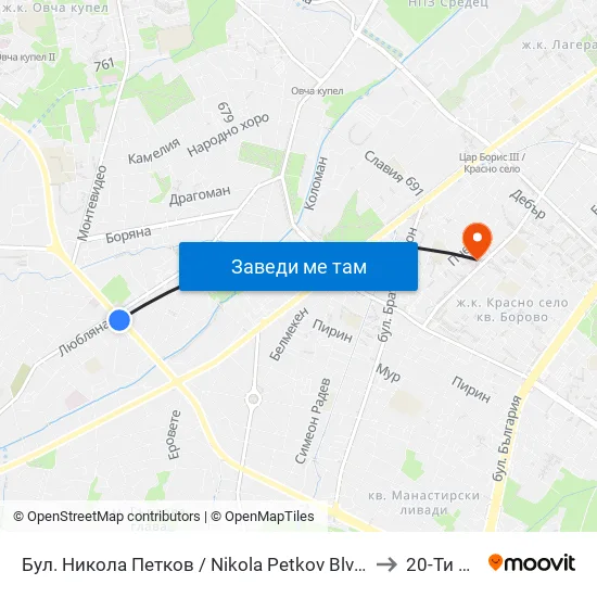 Бул. Никола Петков / Nikola Petkov Blvd. (0350) to 20-Ти Дкц map