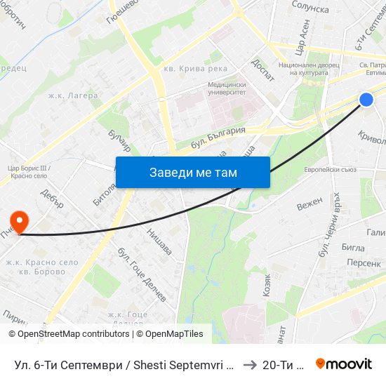 Ул. 6-Ти Септември / Shesti Septemvri St. (1807) to 20-Ти Дкц map