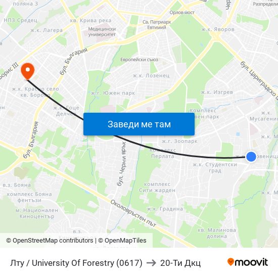 Лту / University Of Forestry (0617) to 20-Ти Дкц map