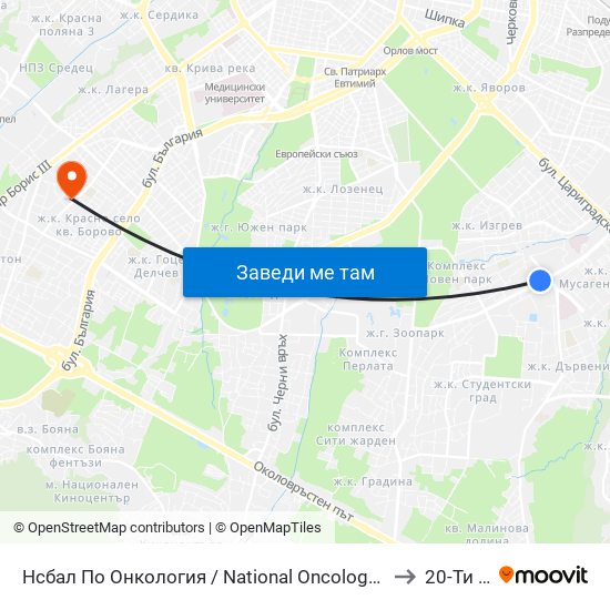 Нсбал По Онкология / National Oncology Hospital (2542) to 20-Ти Дкц map