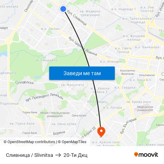 Сливница / Slivnitsa to 20-Ти Дкц map