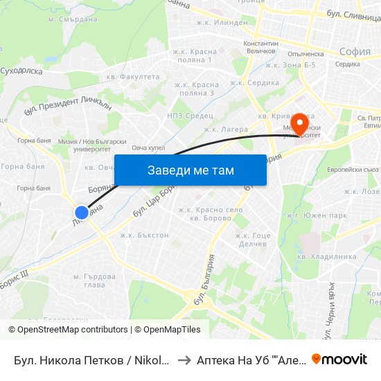 Бул. Никола Петков / Nikola Petkov Blvd. (0347) to Аптека На Уб ""Александровска"" map