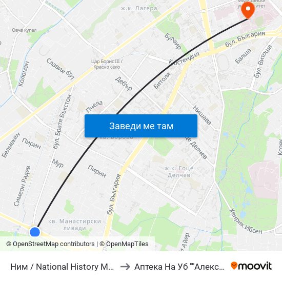 Ним / National History Museum (1464) to Аптека На Уб ""Александровска"" map
