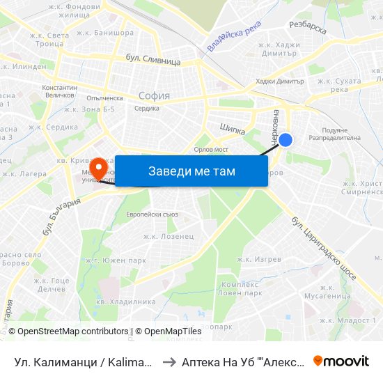 Ул. Калиманци / Kalimantsi St. (1972) to Аптека На Уб ""Александровска"" map