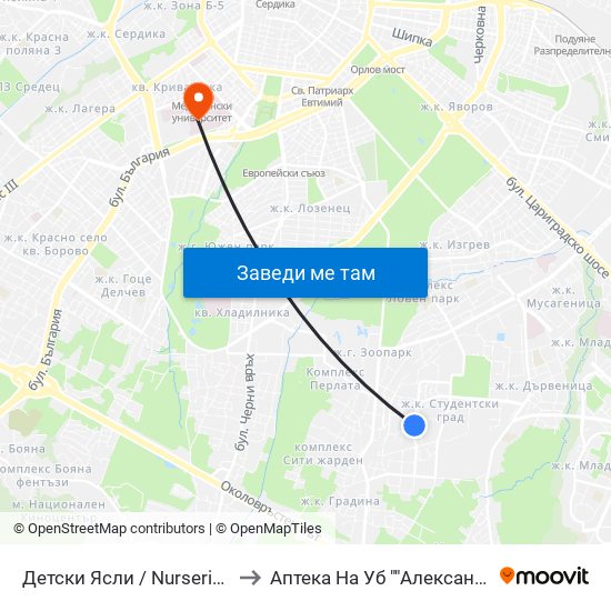 Детски Ясли / Nurseries (0534) to Аптека На Уб ""Александровска"" map