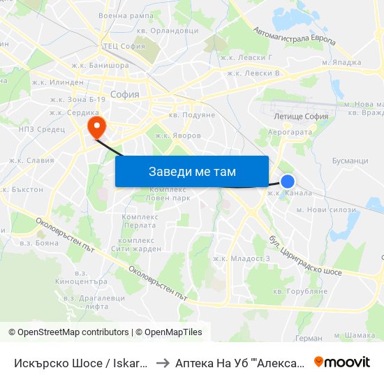 Искърско Шосе / Iskarsko Shosse to Аптека На Уб ""Александровска"" map