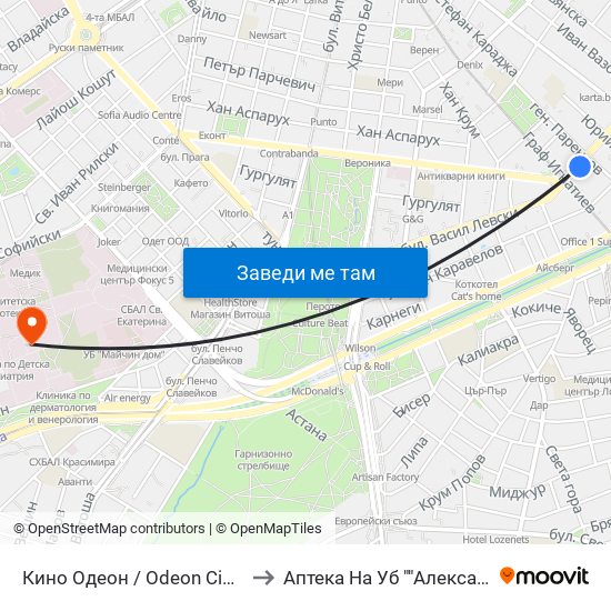 Кино Одеон / Odeon Cinema (0927) to Аптека На Уб ""Александровска"" map