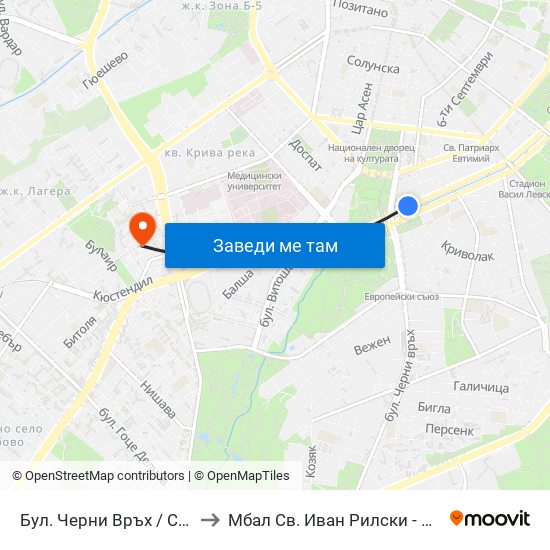 Бул. Черни Връх / Cherni Vrah Blvd. (0401) to Мбал Св. Иван Рилски - Клиника По Ревматология map