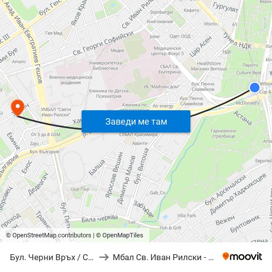 Бул. Черни Връх / Cherni Vrah Blvd. (0395) to Мбал Св. Иван Рилски - Клиника По Ревматология map