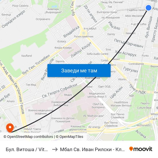 Бул. Витоша / Vitosha Blvd. (2825) to Мбал Св. Иван Рилски - Клиника По Ревматология map