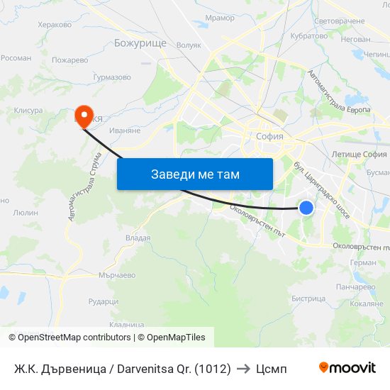 Ж.К. Дървеница / Darvenitsa Qr. (1012) to Цсмп map