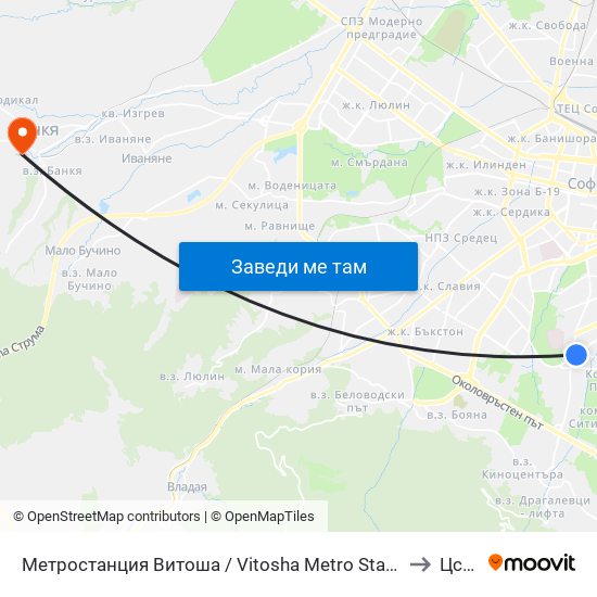 Метростанция Витоша / Vitosha Metro Station (0909) to Цсмп map