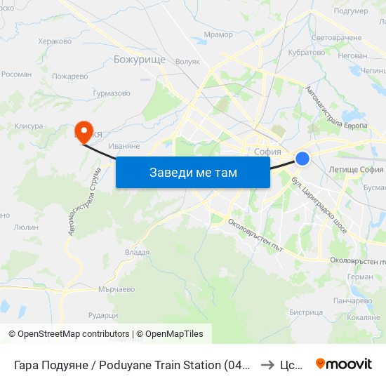 Гара Подуяне / Poduyane Train Station (0466) to Цсмп map
