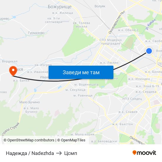 Надежда / Nadezhda to Цсмп map