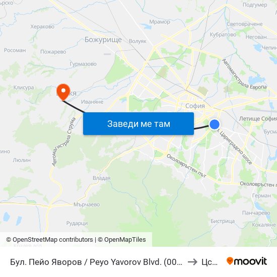 Бул. Пейо Яворов / Peyo Yavorov Blvd. (0073) to Цсмп map