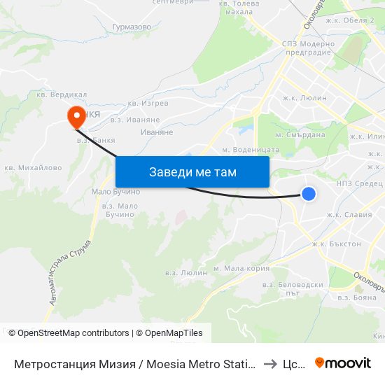 Метростанция Мизия / Moesia Metro Station (6089) to Цсмп map
