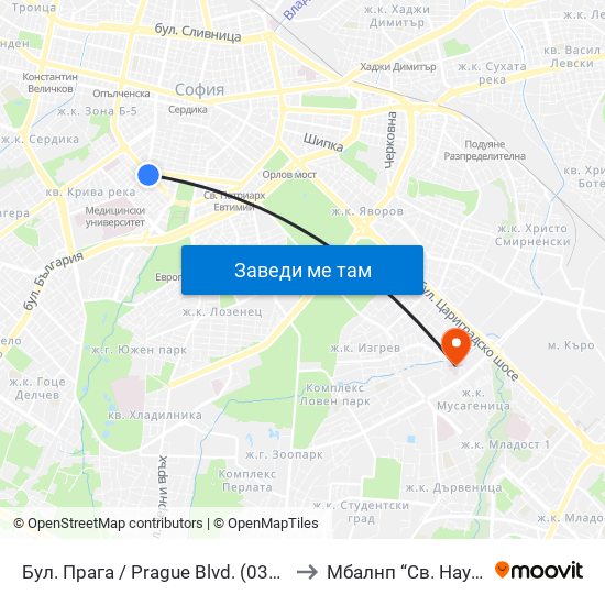 Бул. Прага / Prague Blvd. (0365) to Mбалнп “Св. Наум” map