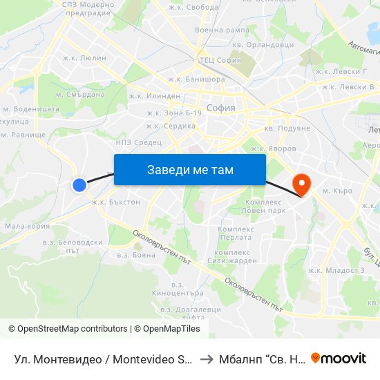 Ул. Монтевидео / Montevideo St. (2050) to Mбалнп “Св. Наум” map