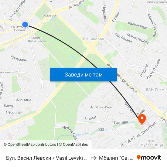 Бул. Васил Левски / Vasil Levski Blvd. (0300) to Mбалнп “Св. Наум” map