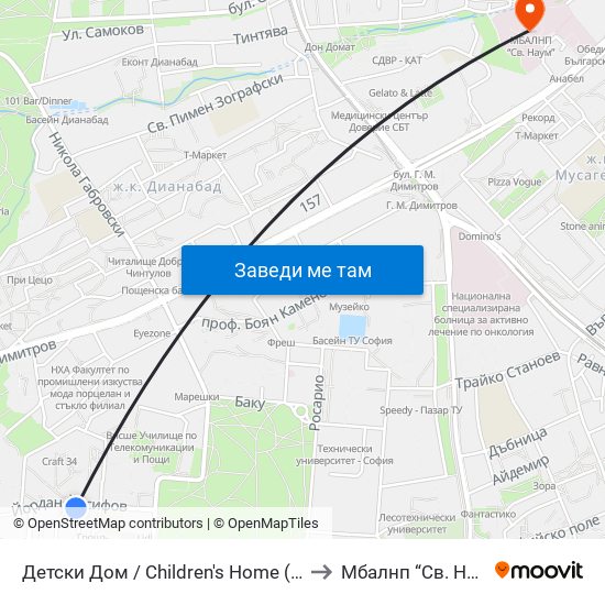 Детски Дом / Children's Home (0530) to Mбалнп “Св. Наум” map