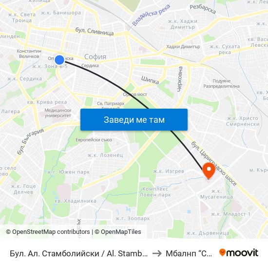 Бул. Ал. Стамболийски / Al. Stamboliyski Blvd. (0283) to Mбалнп “Св. Наум” map