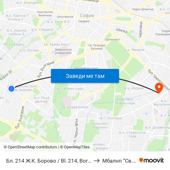 Бл. 214 Ж.К. Борово / Bl. 214, Borovo Qr. (0164) to Mбалнп “Св. Наум” map