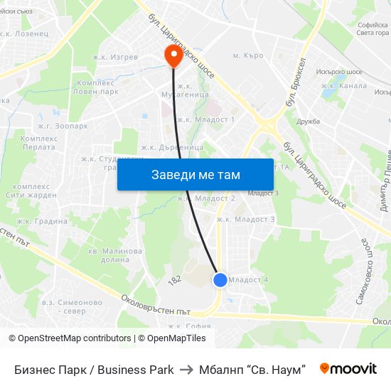 Бизнес Парк / Business Park to Mбалнп “Св. Наум” map