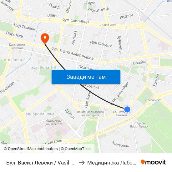 Бул. Васил Левски / Vasil Levski Blvd. (0300) to Медицинска Лаборатория Сана map