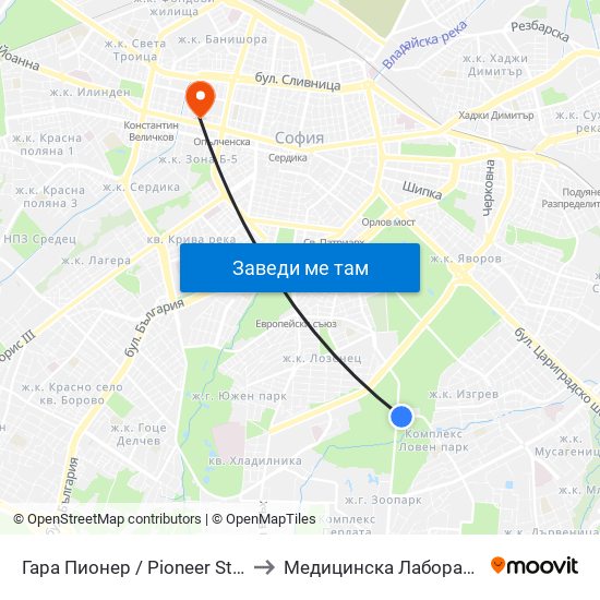 Гара Пионер / Pioneer Station (0465) to Медицинска Лаборатория Сана map