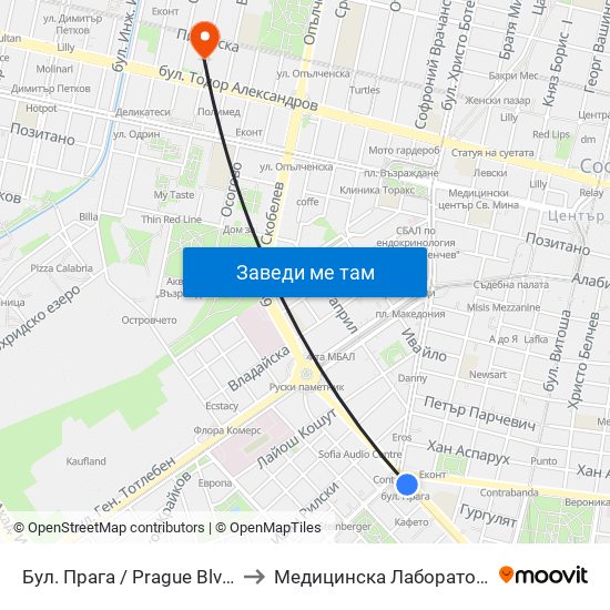 Бул. Прага / Prague Blvd. (0363) to Медицинска Лаборатория Сана map