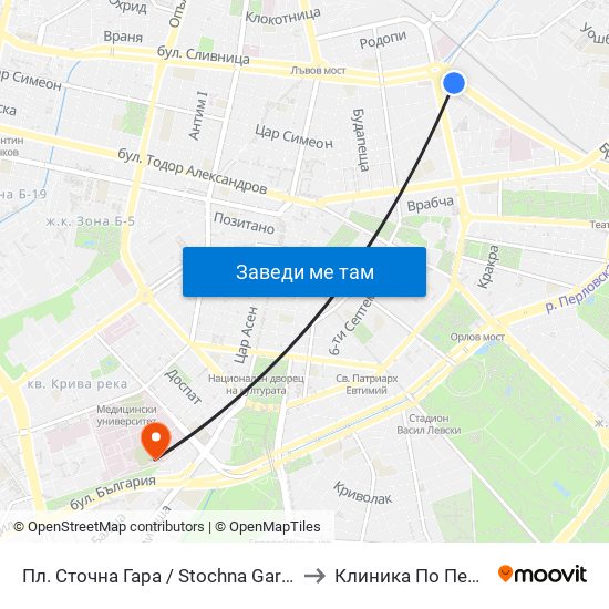 Пл. Сточна Гара / Stochna Gara Sq. (1316) to Клиника По Педиатрия map