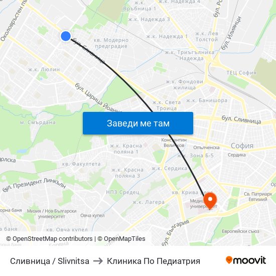 Сливница / Slivnitsa to Клиника По Педиатрия map