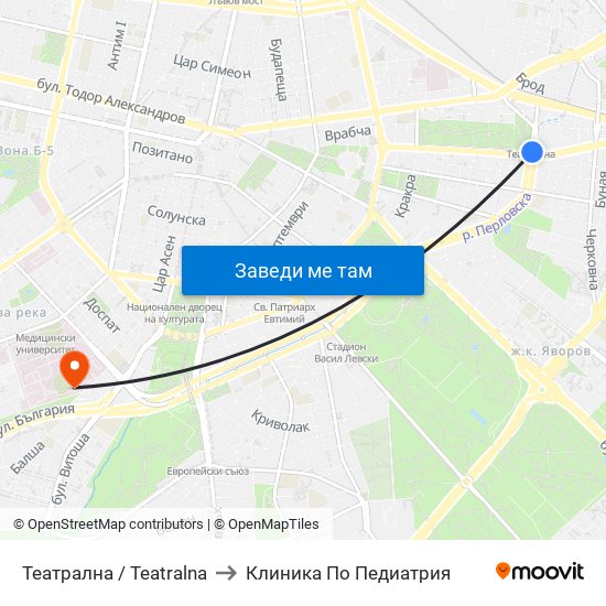 Театрална / Teatralna to Клиника По Педиатрия map