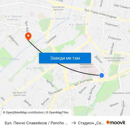 Бул. Пенчо Славейков / Pencho Slaveykov Blvd. (0356) to Стадион „Септември“ map