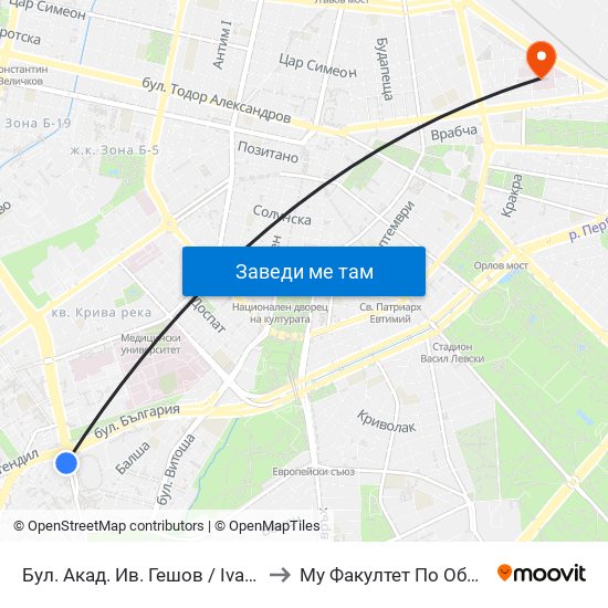 Бул. Акад. Ив. Гешов / Ivan Geshov Blvd. (0270) to Му Факултет По Обществено Здраве map