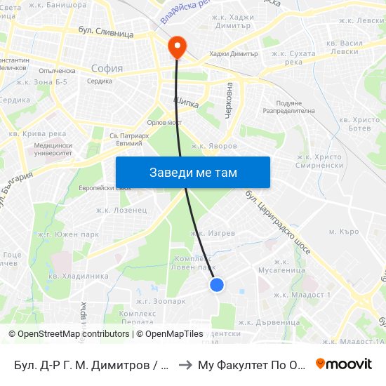 Бул. Д-Р Г. М. Димитров / G. M. Dimitrov Blvd. (0316) to Му Факултет По Обществено Здраве map